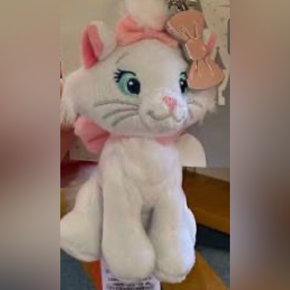 Disney Aristocrat Marie Plush Bag Charm Key Chain white pink